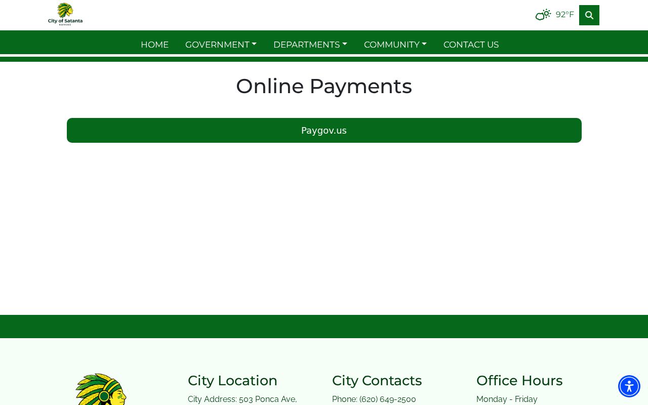 Official Satanta online payment entry point distinguished from court records