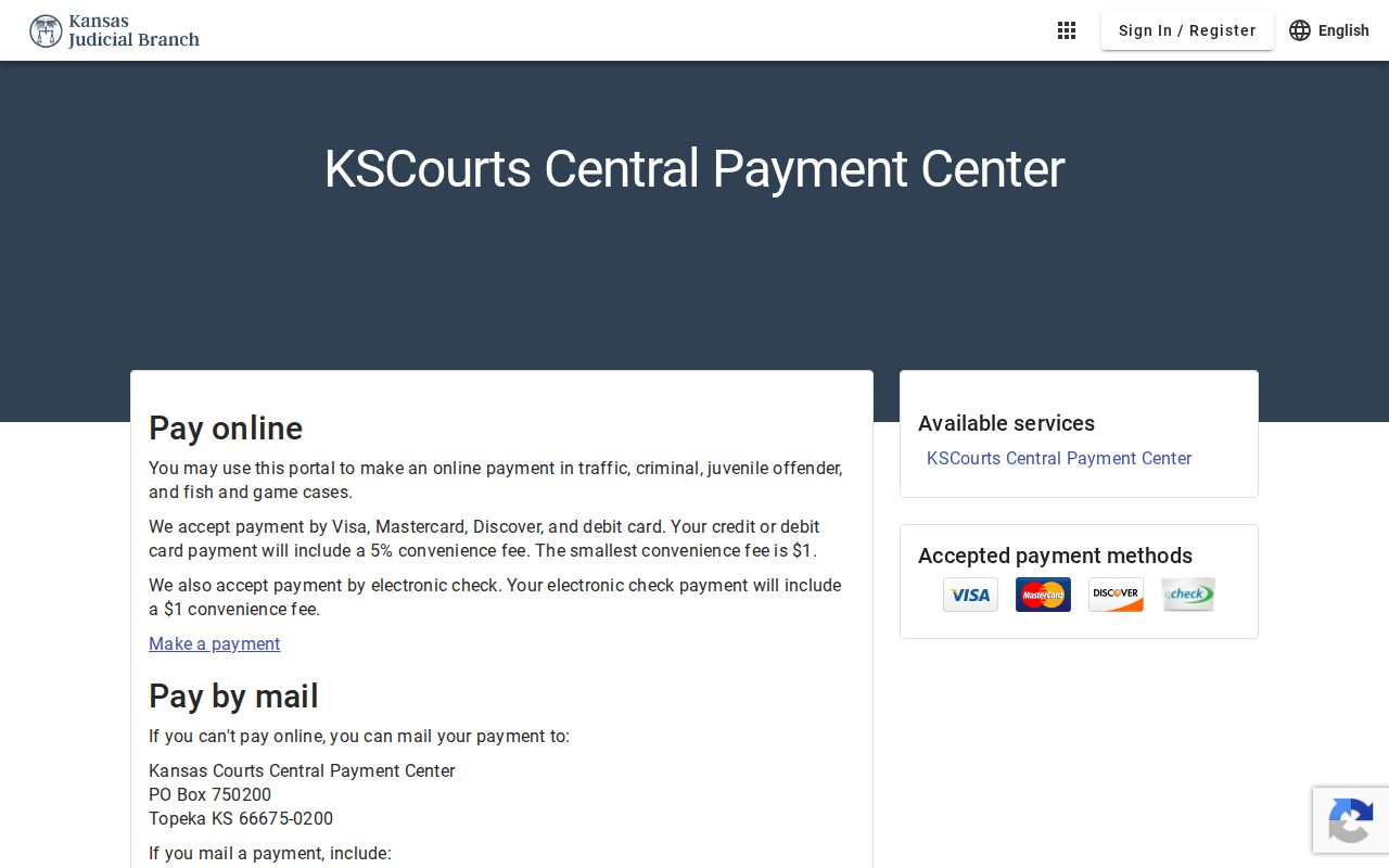 Kansas payment center distinct from Haskell County criminal dockets