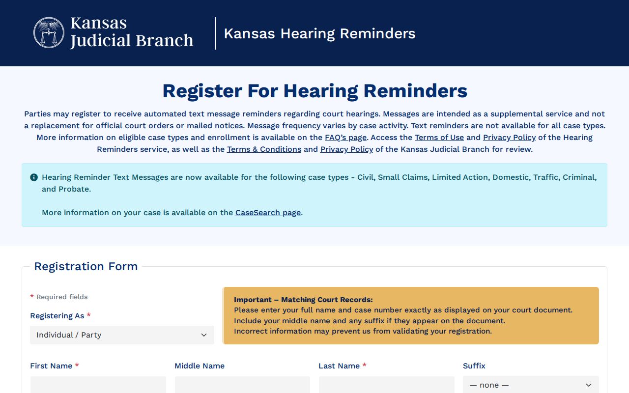 Kansas hearing reminder for a Haskell County court docket setting